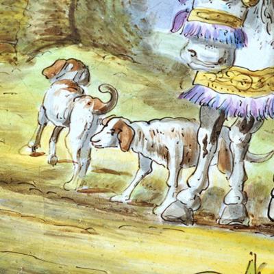 1767 Lille Faience 14 Platter France Artist Signed D Bergheim