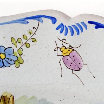 1767 Lille Faience 14 Platter France Artist Signed D Bergheim