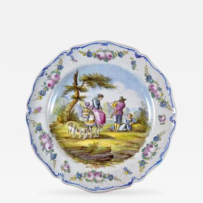 1767 Lille Faience 14 Platter France Artist Signed D Bergheim