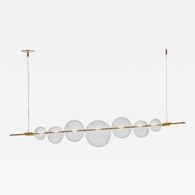  Silvio Mondino Studio D ry Contemporary Handmade Chandelier Brass Blown Glass LED Light Dimmable