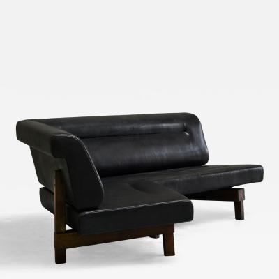 Martin Visser Martin Visser One Off Boomerang Sofa in Solid Weng Black Leather Netherlands