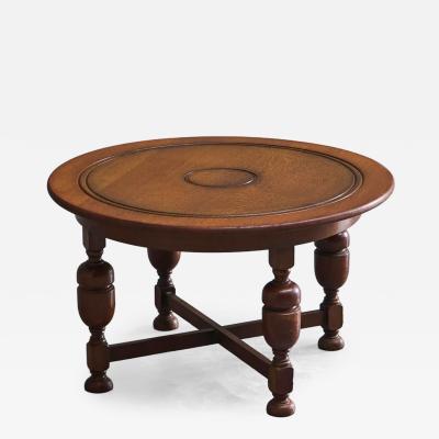  H Pander Zonen H Pander Zonen Round Coffee Table with Baluster Legs in Solid Oak Netherlands