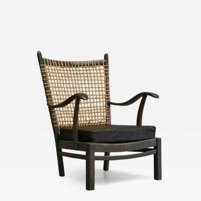 Bas Van Pelt Bas van Pelt Lounge Chair in Solid Wood and Rope The Netherlands 1940s