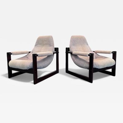 Percival Lafer Set of 2 Armchairs S 1 in Hardwood Fabric Percival Lafer 1976 Lot 763A