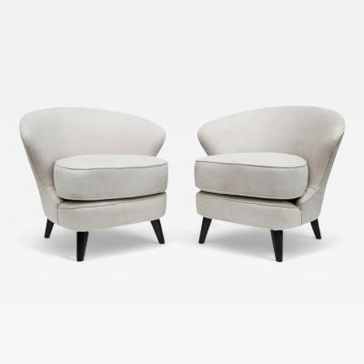 Joaquim Tenreiro Pair of Concha Armchairs in Grey Fabric Joaquim Tenreiro 1960s Lot 215A