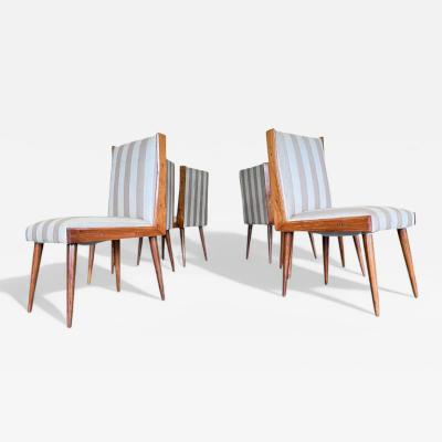 Giuseppe Scapinelli Set of 6 Dining Chairs in Caviuna wood Fabric Giuseppe Scapinelli 1950s