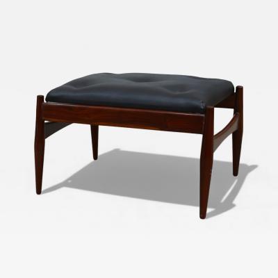  Liceu de Artes e Of cios Brazilian Modern Ottoman in Rosewood Leather Liceu de Artes 1960s