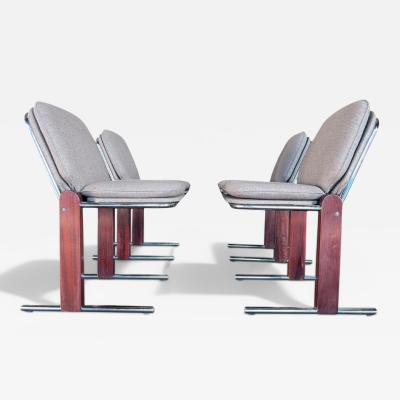 Percival Lafer Set of 4 Chairs in Hardwood Metal Chenille 1970s Lot 476