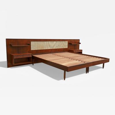 Carlo Hauner Bed with Headrest in Rosewood Carlo Hauner for Forma 1950s