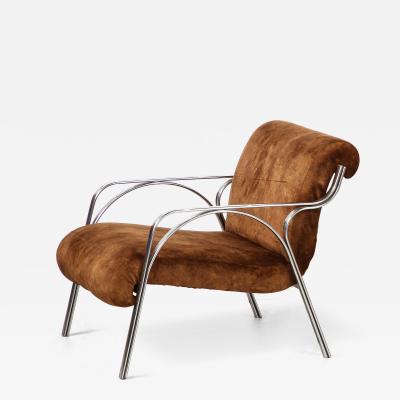 Gianni Moscatelli Gianni Moscatelli Pair of Chrome Lounge Chairs Italy circa 1970