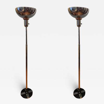 Gilbert Rohde RARE ART DECO CHROME COPPER BRASS TORCHIERE BY GILBERT ROHDE