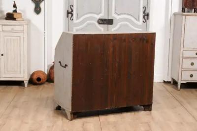 1790s Scandinavian Slant Front Desk with Carved Panel and Four Drawers