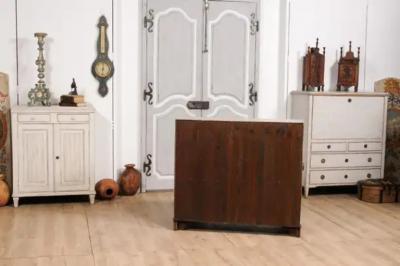 1790s Scandinavian Slant Front Desk with Carved Panel and Four Drawers