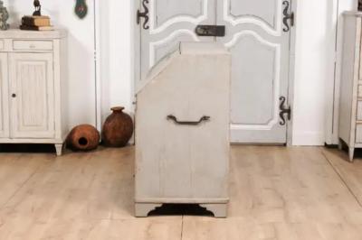 1790s Scandinavian Slant Front Desk with Carved Panel and Four Drawers