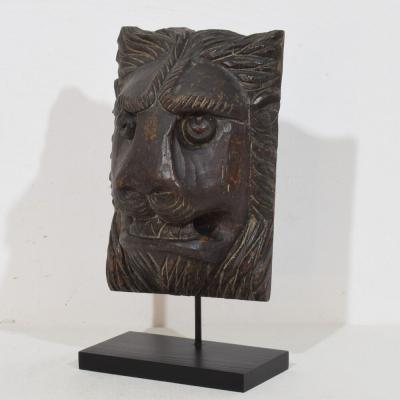 17th 18th Century French Carved Wooden Lion Head