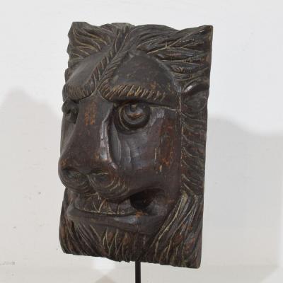 17th 18th Century French Carved Wooden Lion Head