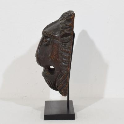 17th 18th Century French Carved Wooden Lion Head