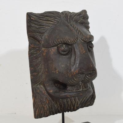 17th 18th Century French Carved Wooden Lion Head