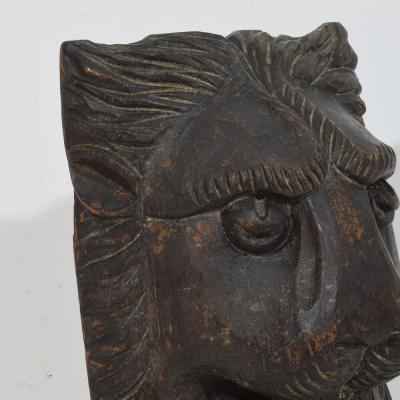 17th 18th Century French Carved Wooden Lion Head
