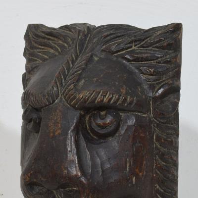 17th 18th Century French Carved Wooden Lion Head