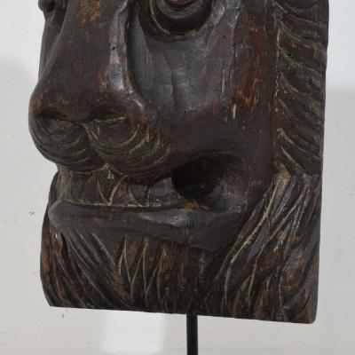 17th 18th Century French Carved Wooden Lion Head
