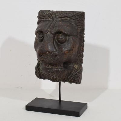 17th 18th Century French Carved Wooden Lion Head