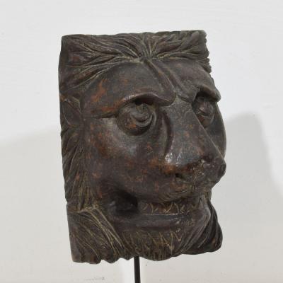 17th 18th Century French Carved Wooden Lion Head