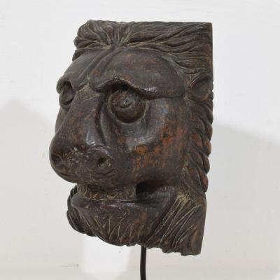 17th 18th Century French Carved Wooden Lion Head