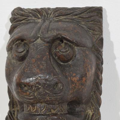 17th 18th Century French Carved Wooden Lion Head