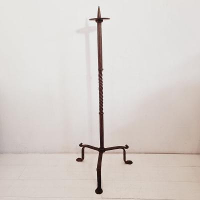 17th 18th Century French Hand Forged Iron Candleholder