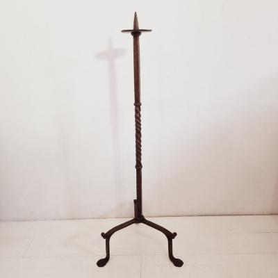 17th 18th Century French Hand Forged Iron Candleholder