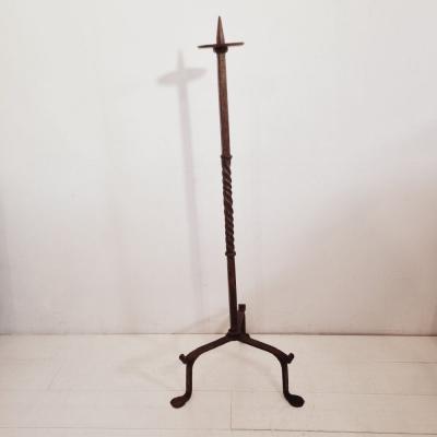17th 18th Century French Hand Forged Iron Candleholder