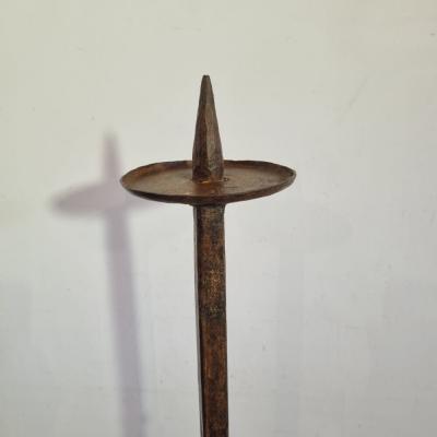 17th 18th Century French Hand Forged Iron Candleholder