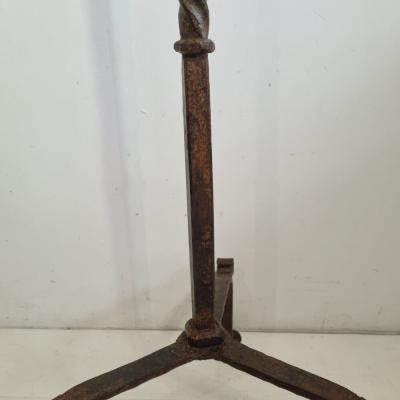 17th 18th Century French Hand Forged Iron Candleholder
