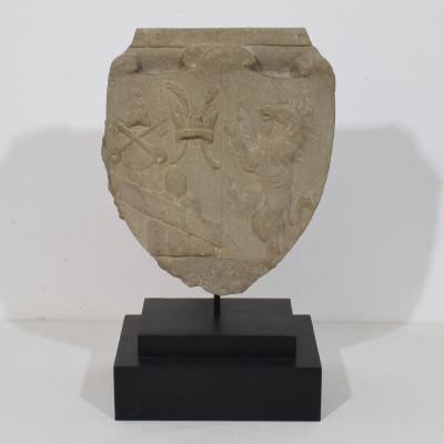 17th 18th Century Italian Carved Stone Coat of Arms With Unicorn