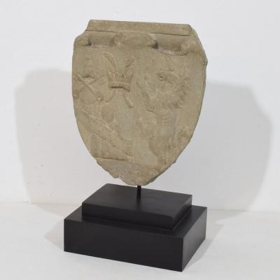 17th 18th Century Italian Carved Stone Coat of Arms With Unicorn