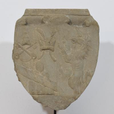 17th 18th Century Italian Carved Stone Coat of Arms With Unicorn