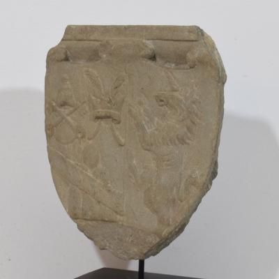 17th 18th Century Italian Carved Stone Coat of Arms With Unicorn