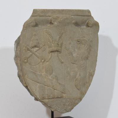 17th 18th Century Italian Carved Stone Coat of Arms With Unicorn