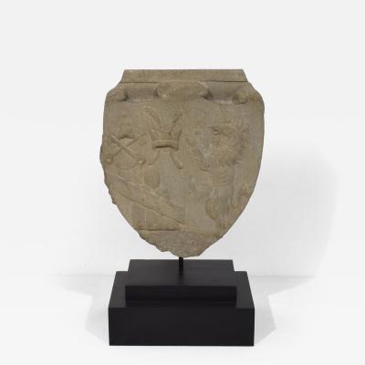 17th 18th Century Italian Carved Stone Coat of Arms With Unicorn