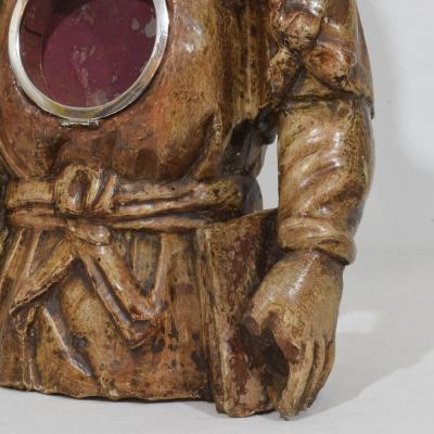 17th 18th Century Italian Wooden Reliquary Bust of a Madonna