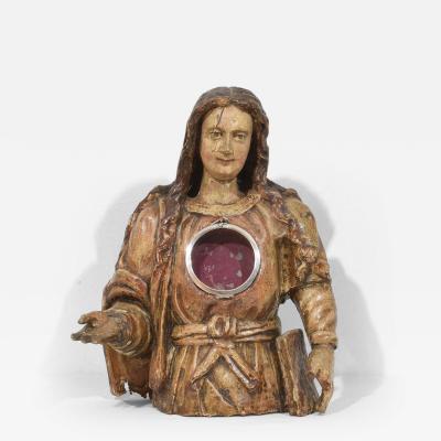 17th 18th Century Italian Wooden Reliquary Bust of a Madonna