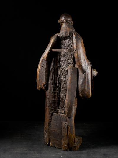 17th C Baroque Saint Italian School Wooden Sculpture of Saint Anthony