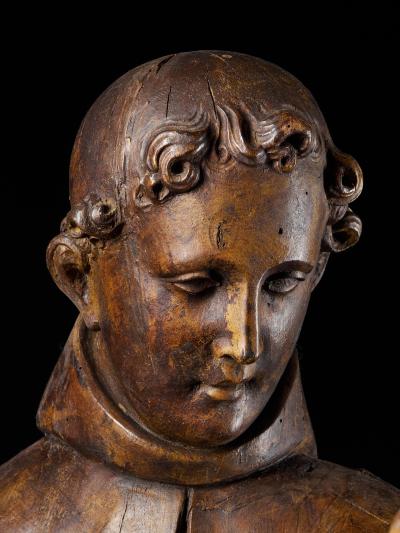 17th C Baroque Saint Italian School Wooden Sculpture of Saint Anthony