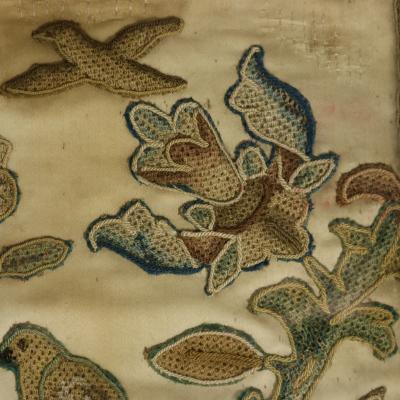 17th Century Antique Silkwork Applique Picture