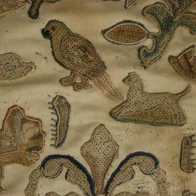 17th Century Antique Silkwork Applique Picture