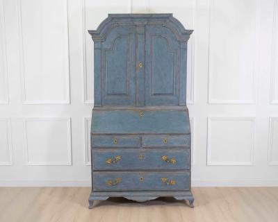17th Century Blue Scandinavian Bureau with Original Hardware
