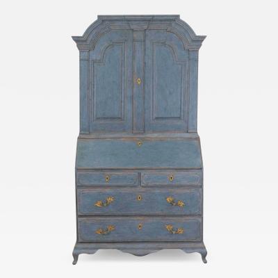 17th Century Blue Scandinavian Bureau with Original Hardware
