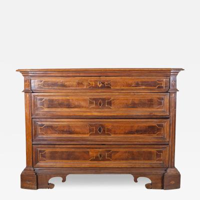17th Century Central Italian Walnut Commode with Maple Inlay