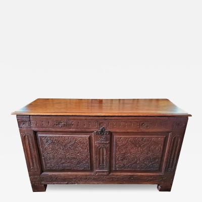 17th Century English Carved Oak Dowry Chest